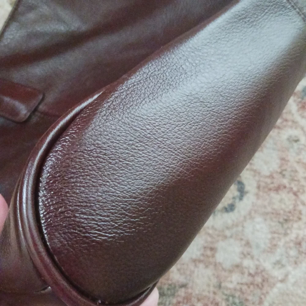 Genuine Soft Leather Maroon Tote Bag - Picture 5 of 6